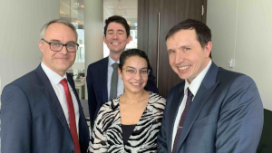 Co-founders of the LVPA. L-to-R: Christophe Vandendorpe at EY, Rafael Le Saux at PWC, Hind El Gaidi at Astorg, and Antoine Boggini at BHB. Photo: IO. 