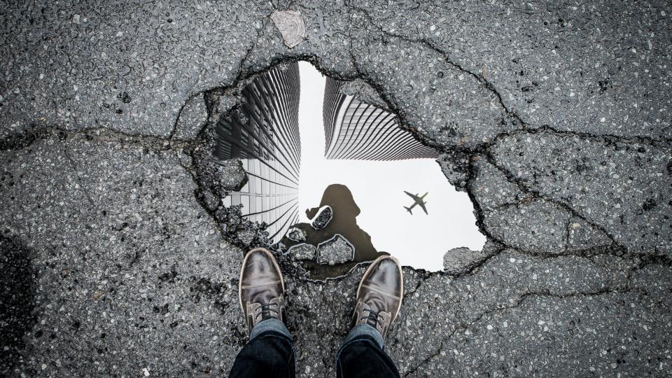 Image of a reflection in a puddle