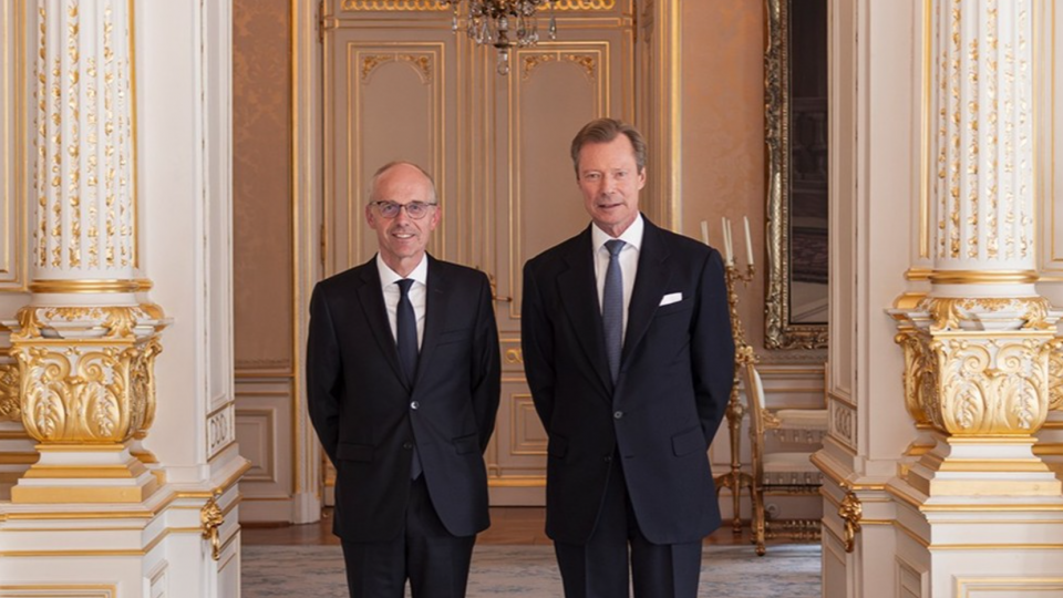 CSV leader Luc Frieden (left) on Monday was appointed as formateur by Grand Duke Henri. Photo: Grand Cour Ducale.