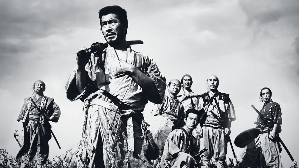 Screen image from Akira Kurosawa's 1954 film the Seven Samurai.