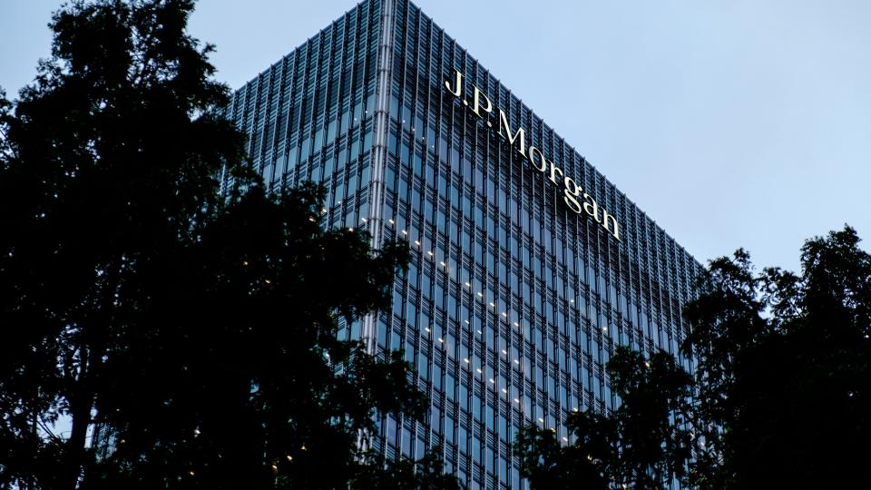 JP Morgan's offices in London. With $81 billion, the US bank is the largest funder of fossil fuels in 2020-2021. Photo by Håkan Dahlström via Flickr.