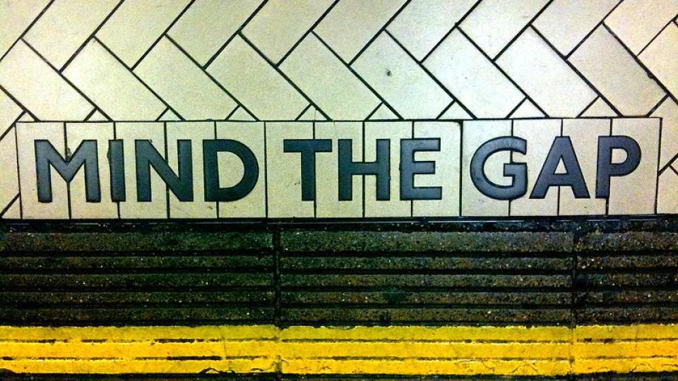 Mind the gap. Photo by Ged Carroll via Flickr CC-BY-2.0. Mind the gap. Photo by Ged Carroll via Flickr CC-BY-2.0.